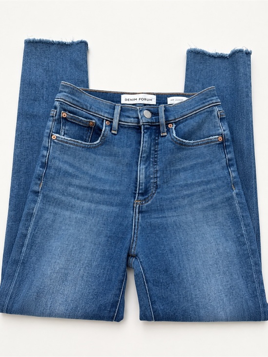 Denim Forum Denim - DENIM FORUM The Lola High-Rise Mid Blue Jeans